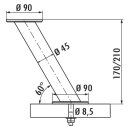 Capitello 2, Konsole. Schräg. Höhe: 210 mm Edelstahl. Rohr-Ø 45 mm