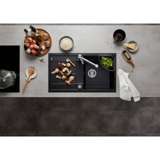 Blanco BLANCOMETRA 5 S Spüle – SILGRANIT® PuraDur® II, Anthrazit, 45 Cm (mit Sieb & Siphon)