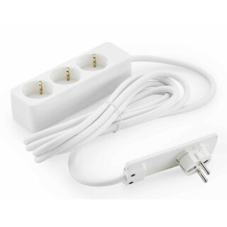 NABER Dreifach-Tischsteckdose mit Evoline Plugstecker, 3000 mm, weiß