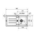 FRANKE STRATA, STG 614, 860x435mm, Siebkorb als Drehknopfventil Steingrau