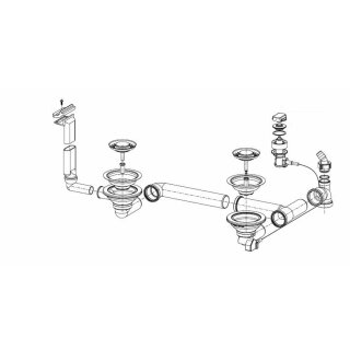 FRANKE Ab- und Überlaufgarnitur für Compact-Edelstahlspüle CP 654 / Franke / Euroform / Excenterventil / Ersatzteil / Ablaufgarnitur