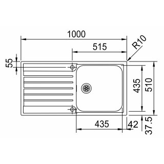 FRANKE AGX 211-100 1000 x 510 mm, Reversibel, rostfreier