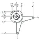 Naber Trampolo 50 rund. Stützfuß. Edelstahlfarbig, H 700-880 mm.