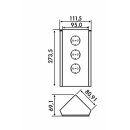 Naber Mira Eck Glas. Edelstahl/Glas. Eck-Steckdosenelement, 3-fach weiß