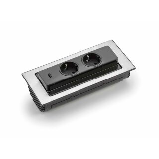 Evoline® BackFlip-USB, Steckdosenelement, 2-fach, mit schweizer Steckdosen.