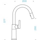 SCHOCK Einhebelmischer SC-520 Orig. Cristalite+ Ummantelung Nero Schwenkbereich 120° Ausziehbare Schlauchbrause Rückflussverhinderer umstellbare Strahl- oder Brausefunktion