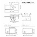 SCHOCK Spüle, Unterbau Manhattan D-150L-U, Cristalite+ Asphalt 1,5 Becken, reversibel Unterschrank 60 cm