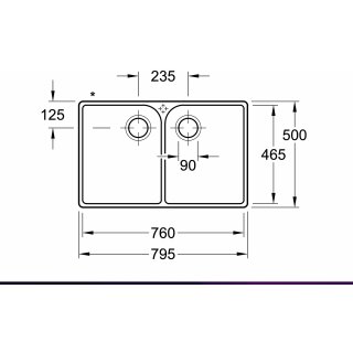 Villeroy & Boch Spülstein 80 X Spülstein Doppelbecken in Weiß Alpin CeramicPlus