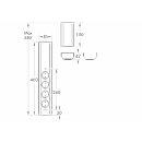 WASA XS Wand-Steckdosenelement, 3-fach+1Schalter, teleskopierbar, Edelstahl, 2m Anschlußleitung