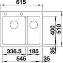 BLANCO PLEON 6 Split, SILGRANIT® PuraDur®, anthrazit, Hauptbecken links, mit Ablauffernbedienung