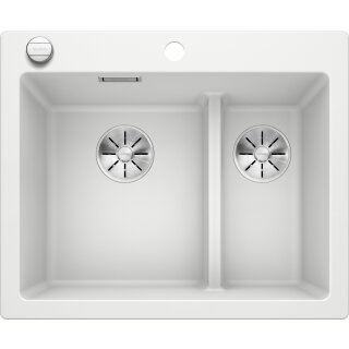 BLANCO PLEON 6 Split, SILGRANIT® PuraDur®, weiß, Hauptbecken links, mit Ablauffernbedienung