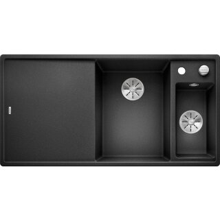 BLANCO AXIA III 6 S, SILGRANIT® PuraDur®, anthrazit, Becken rechts, mit Ablauffernbedienung, inkl. Glasschneidbrett