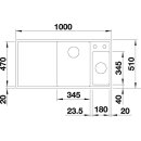 BLANCO AXIA III 6 S, SILGRANIT® PuraDur®, felsgrau, Becken links, mit Glasschneidbrett