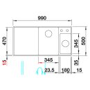BLANCO AXIA III 6 S-F, SILGRANIT® PuraDur®, anthrazit, Becken links, mit Holzschneidbrett