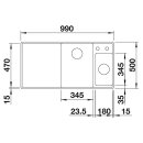 BLANCO AXIA III 6 S-F, SILGRANIT® PuraDur®, weiß, Becken links, mit Holzschneidbrett