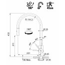 Franke Eos Neo J Edelstahl massiv Hochdruckarmatur Auszugsbrause
