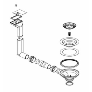 BLANCO Ablaufgarnitur 1 x 3,5 Sieb,  Überlauf eckig horizontal  passend zu BLANCO FLEX Pro 45 S