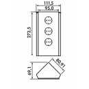 Naber Mira Eck Glas. Edelstahl / Glas. Eck-Steckdosenelement, 3fach