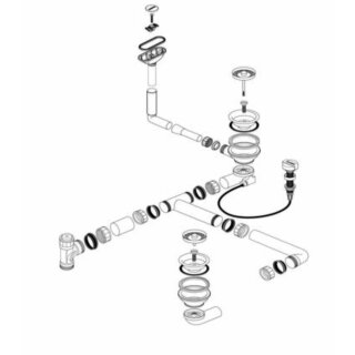 BLANCO Ablaufgarnitur 2 x 3,5" mit Ablauffernbedienung C-overflow rund horizontal
