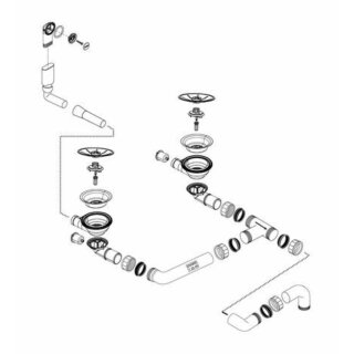 BLANCO Ablaufgarnitur InFino 2x3,5" Sieb ohne Ablauffernbedienung Überlauf C-Overflow