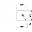 BLANCO SUPRA 400-U  Edelstahl Bürstfinish Unterbaubecken ohne Ablauffernbedienung