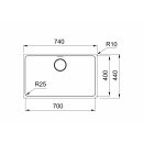 FRANKE MYTHOS, MYX110-70 Stopfenventil, Integralablauf Edelstahl gebürstet,