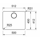 FRANKE MYTHOS, MYX210-50 Edelstahl gebürstet, Druckknopf-Ventil,